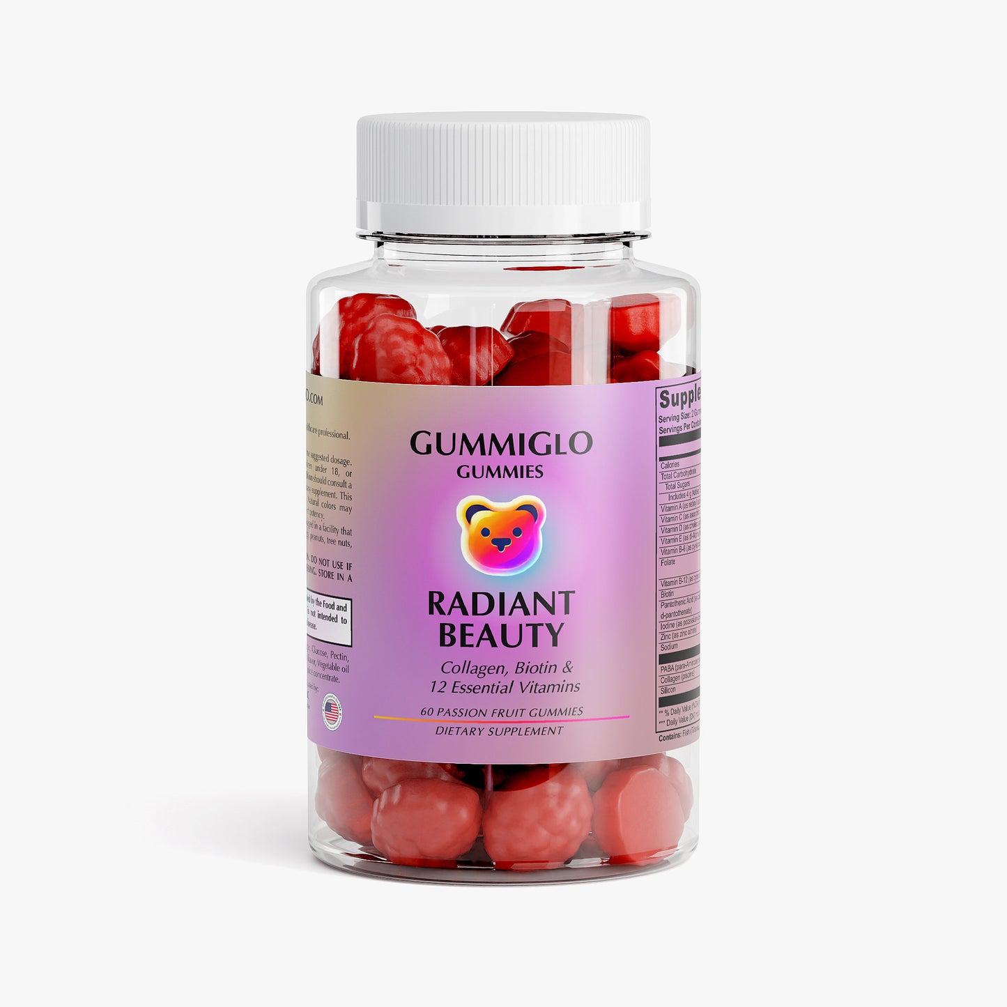 GummiGlo Radiant Beauty Gummies  (60 Passion Fruit Gummies)