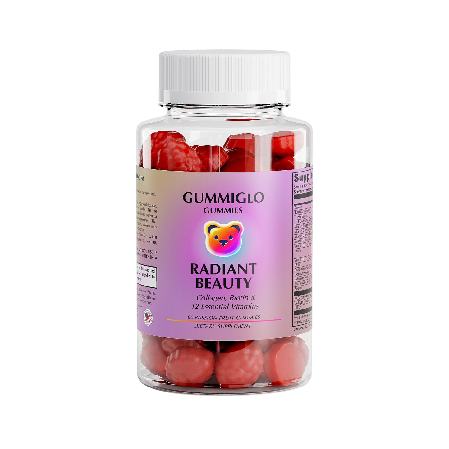 GummiGlo Radiant Beauty Gummies  (60 Passion Fruit Gummies)