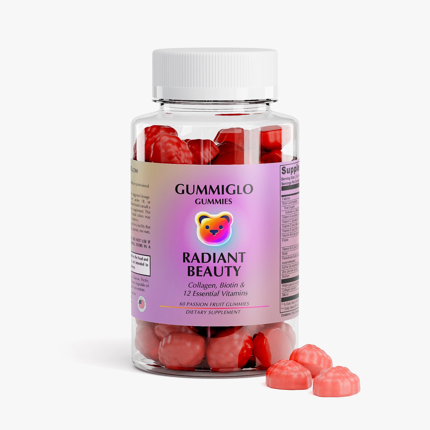 GummiGlo Radiant Beauty Gummies  (60 Passion Fruit Gummies)